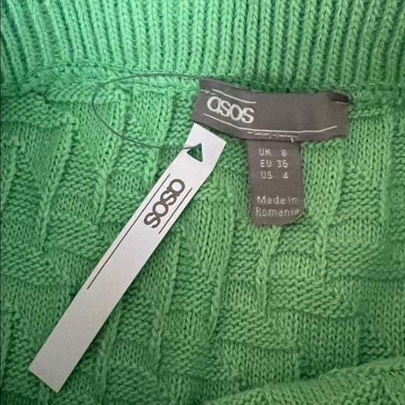 ASOS Neon Lime Green Textured Knit Mid Pencil Skirt - Picture 6 of 8